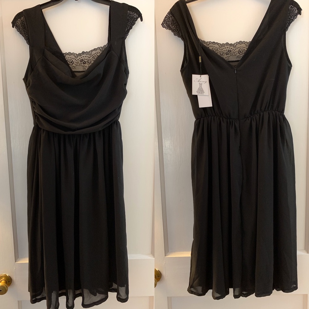 Black Dress with Lace Accents